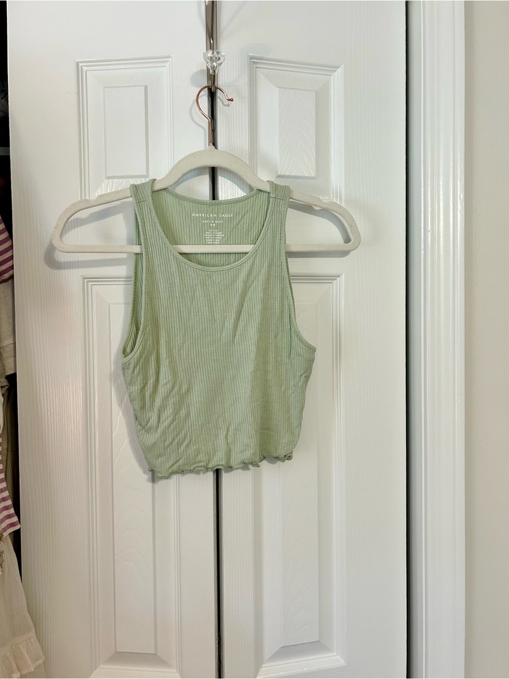 American Eagle Outfitters Sage Ribbed Cropped Tank